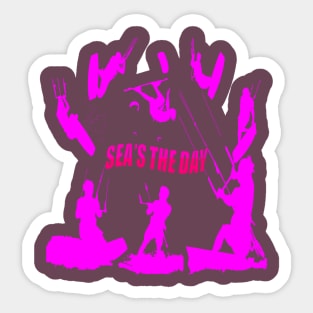 Kitesurfer Pattern Pink Silhouette Seas The Day Fun Pun Sticker